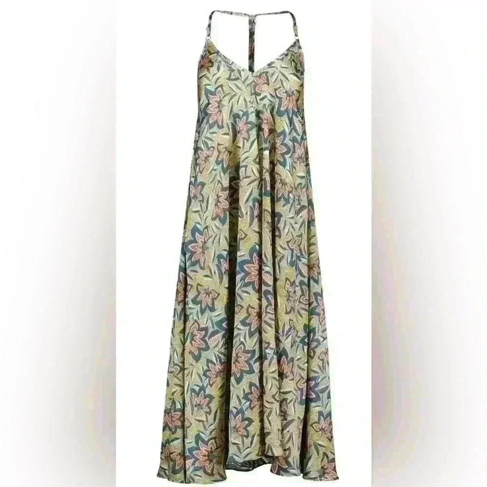 BISHOP + YOUNG SAINT MARTIN HALTER‎ MIDI SATIN FLORAL DRESS Size Small $108